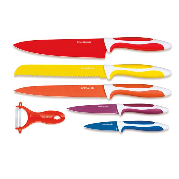 InnovaGoods 6PC Ceramic Coated Knife Set with Peeler